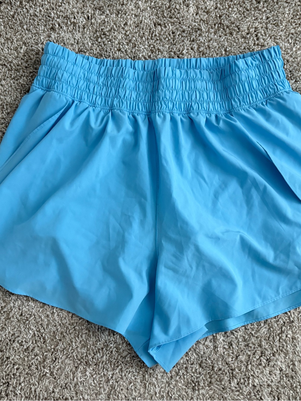 Women’s Athletic Elastic-Waist Performance Shorts in Sky Blue